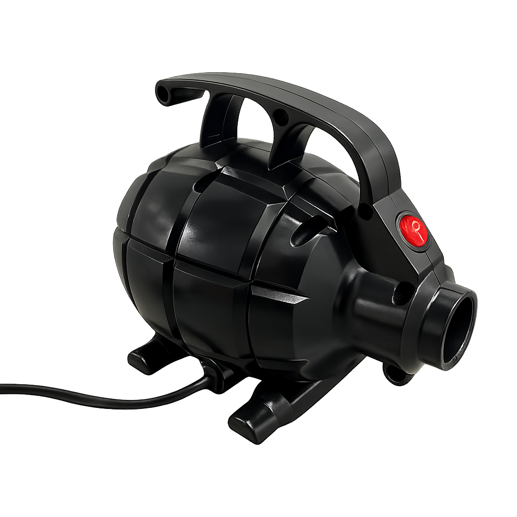 Black air pump with a handle