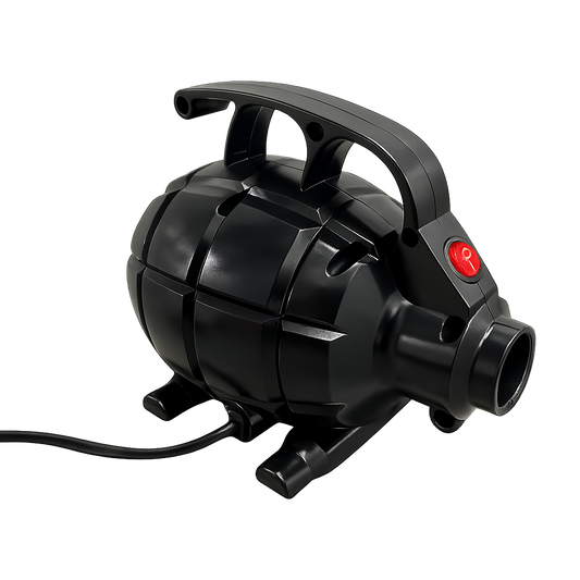 Black air pump with a handle